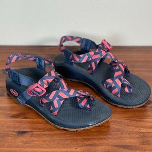 Chaco Pink and Blue Sandals with Adjustable Straps and Durable Sole